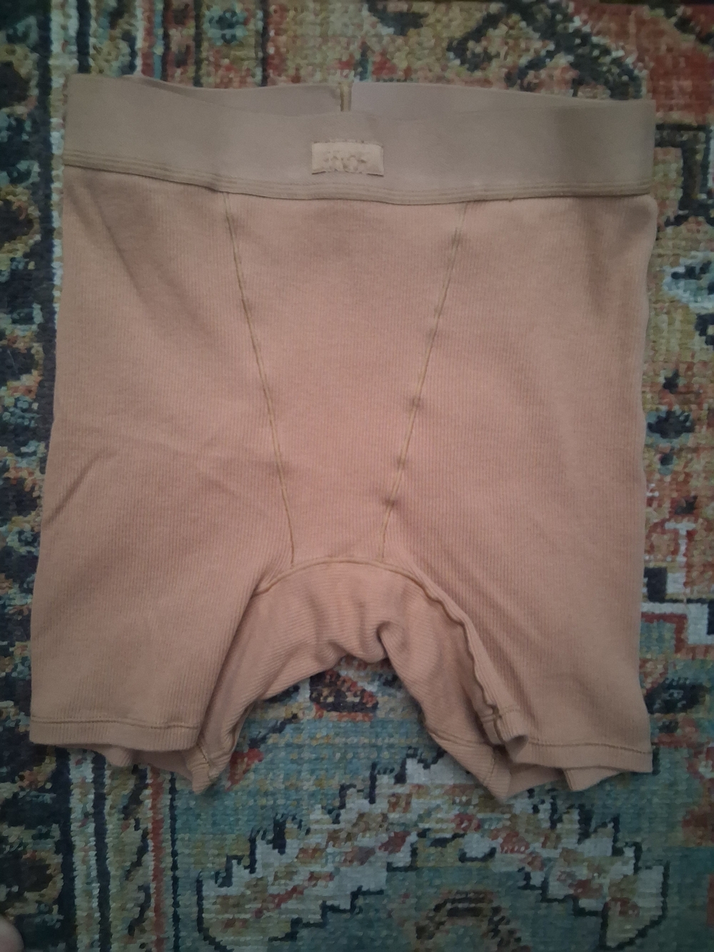 SKIMS Ribbed High-Rise Boxers in Nude